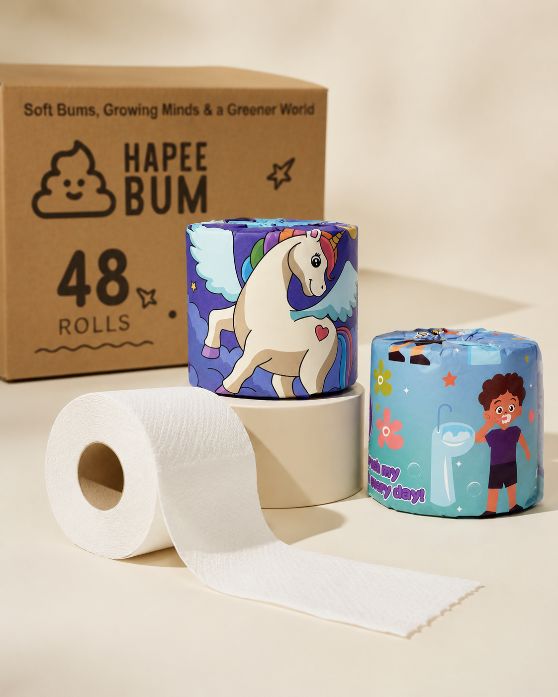 HapeeBum™ Bamboo Toilet Paper | 3-Ply, PFAS-Free & Eco-Friendly