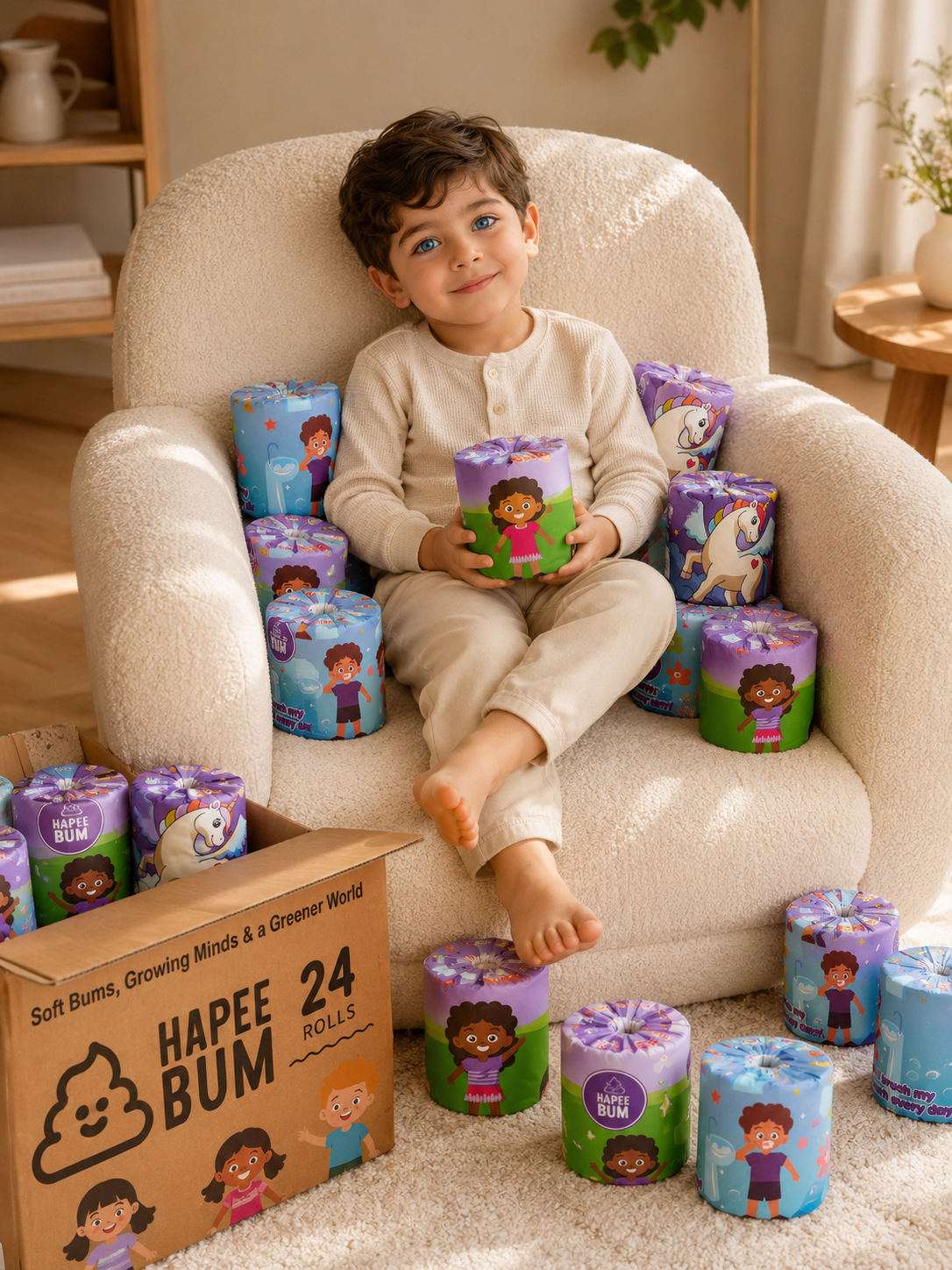 HapeeBum™ Bamboo Toilet Paper | 3-Ply, PFAS-Free & Eco-Friendly